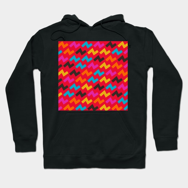 Colorful Retro ZigZag Pattern Hoodie by Peaceful Space AS